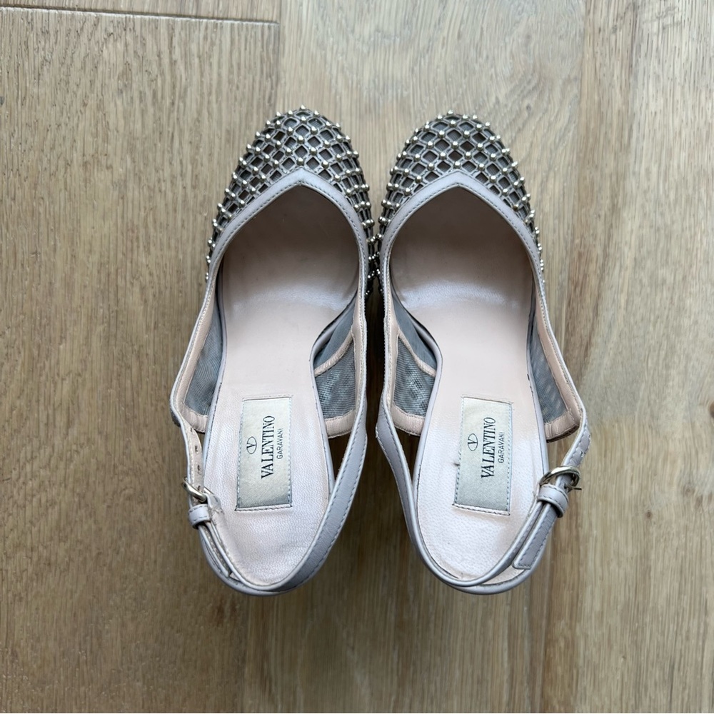Valentino Garavani Crystal Strass Slingback Embellished Mesh Platform Heel 37